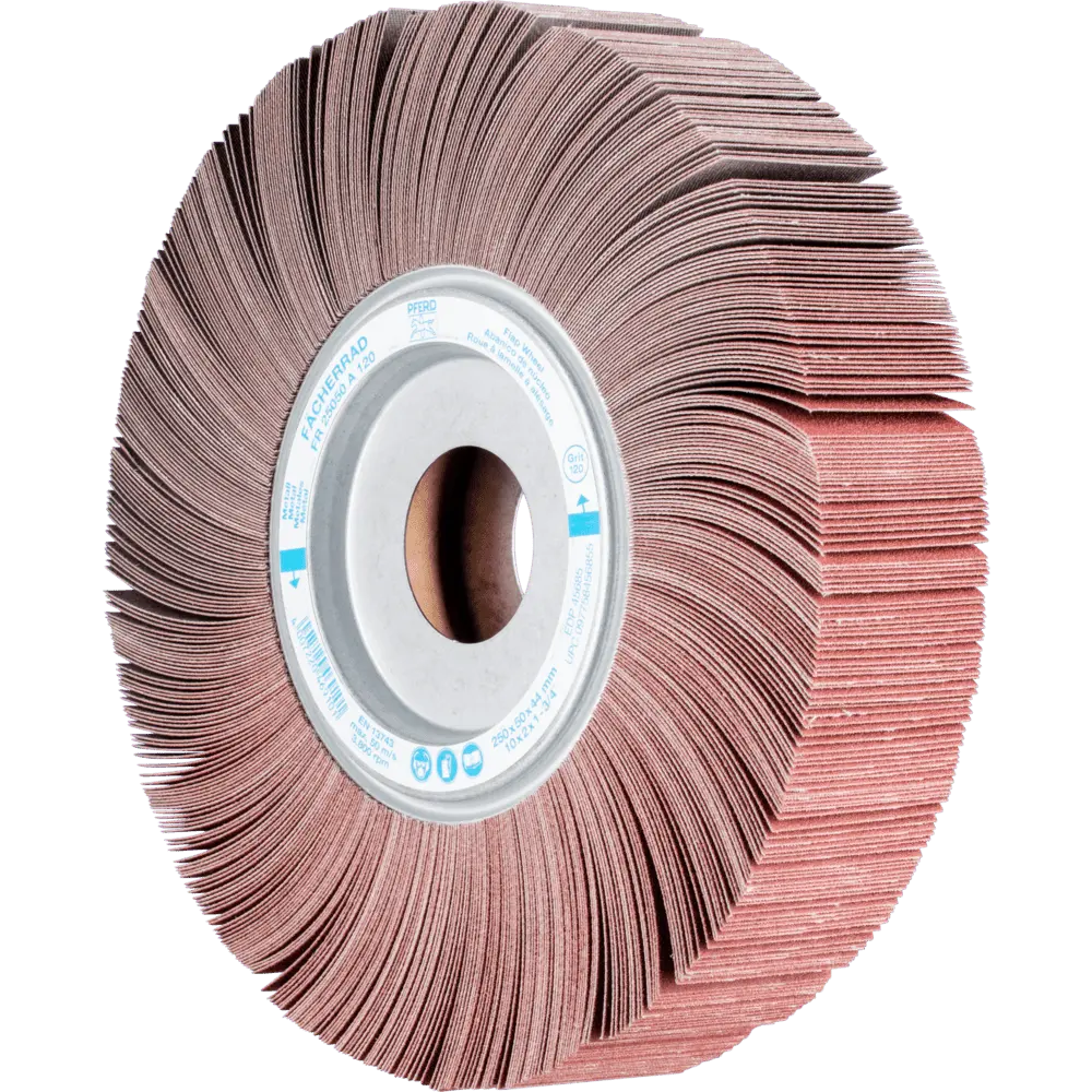 Produktfoto 1 von PFERD TOOLS Lamellenschleifrad FR Ø 250x50mm Bohrung Ø 44,0mm A120 für universelle Anwendung