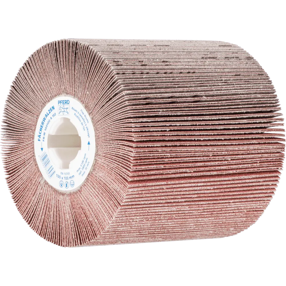 PFERD TOOLS Fächerschleifwalze Ø 100x100 Keilnut 19 mm A150 zum universellen Einsatz auf Walzenantrieben