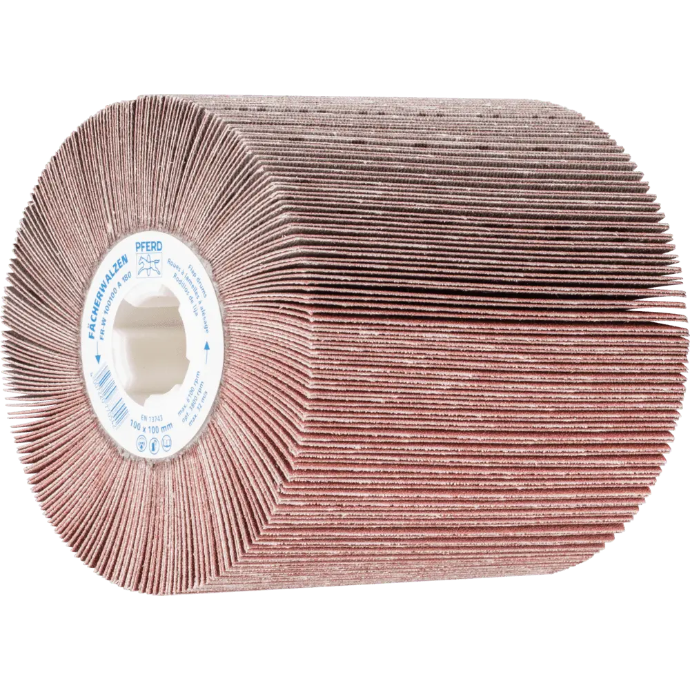 PFERD TOOLS Fächerschleifwalze Ø 100x100 Keilnut 19 mm A180 zum universellen Einsatz auf Walzenantrieben