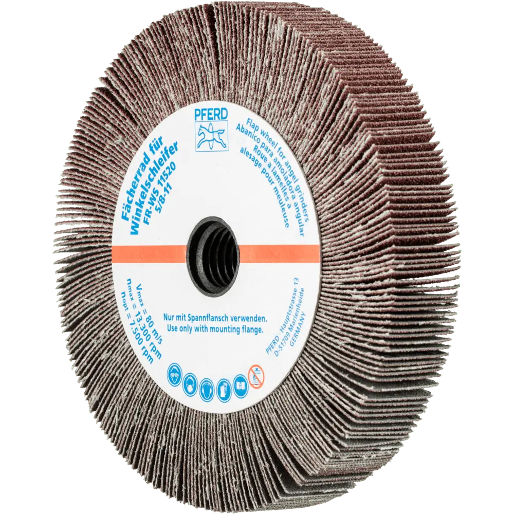 Produktfoto 1 von PFERD TOOLS Lamellenschleifrad für Winkelschleifer FR WS Ø 115x20mm 5/8-11 A80 universelle Anwendung, 2 Stk.