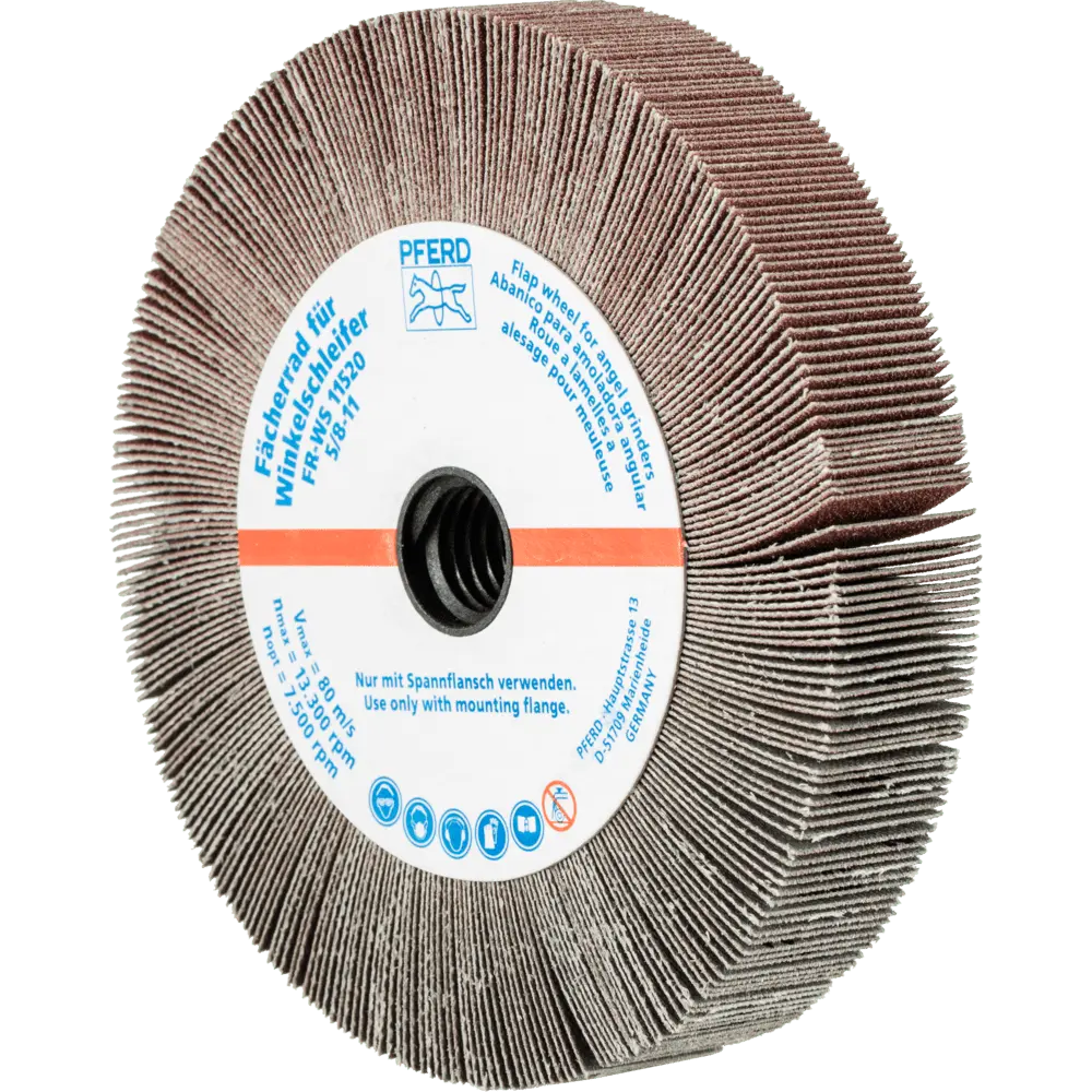 Produktfoto 1 von PFERD TOOLS Lamellenschleifrad für Winkelschleifer FR WS Ø 115x20mm 5/8-11 A120 universelle Anwendung, 2 Stk.