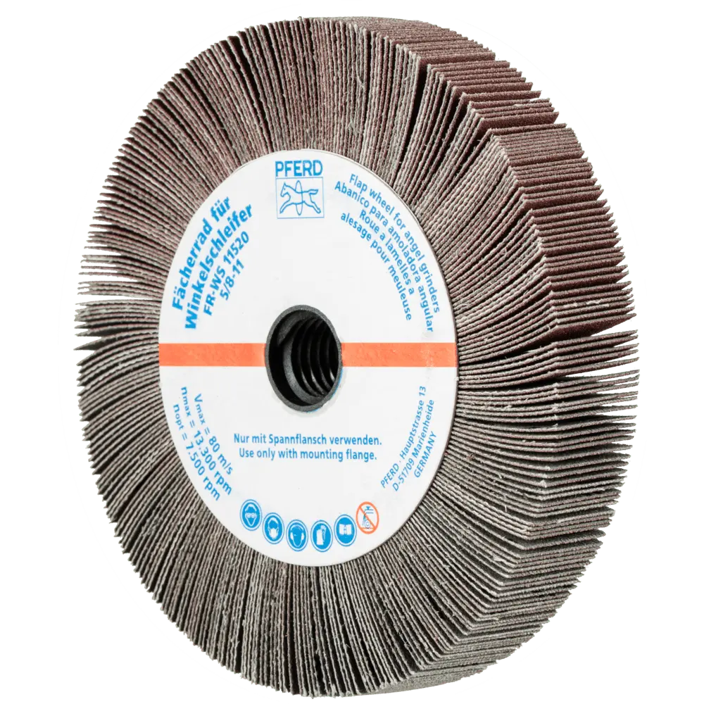 Produktfoto 1 von PFERD TOOLS Lamellenschleifrad für Winkelschleifer FR WS Ø 115x20mm 5/8-11 A180 universelle Anwendung, 2 Stk.