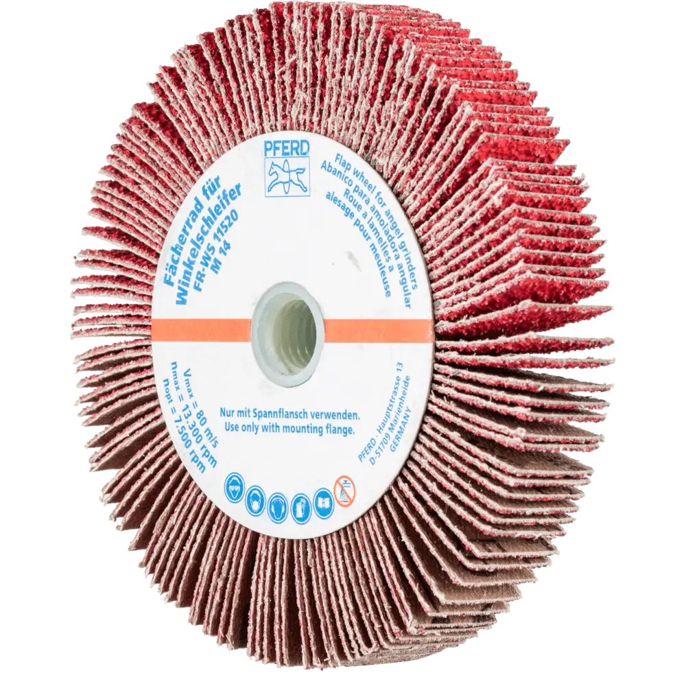 Produktfoto 1 von PFERD TOOLS Lamellenschleifrad für Winkelschleifer FR WS Ø 115x20mm M14 CO-COOL40 für Edelstahl, 2 Stk.