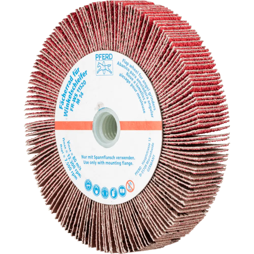 Produktfoto 1 von PFERD TOOLS Lamellenschleifrad für Winkelschleifer FR WS Ø 115x20mm M14 CO-COOL60 für Edelstahl, 2 Stk.