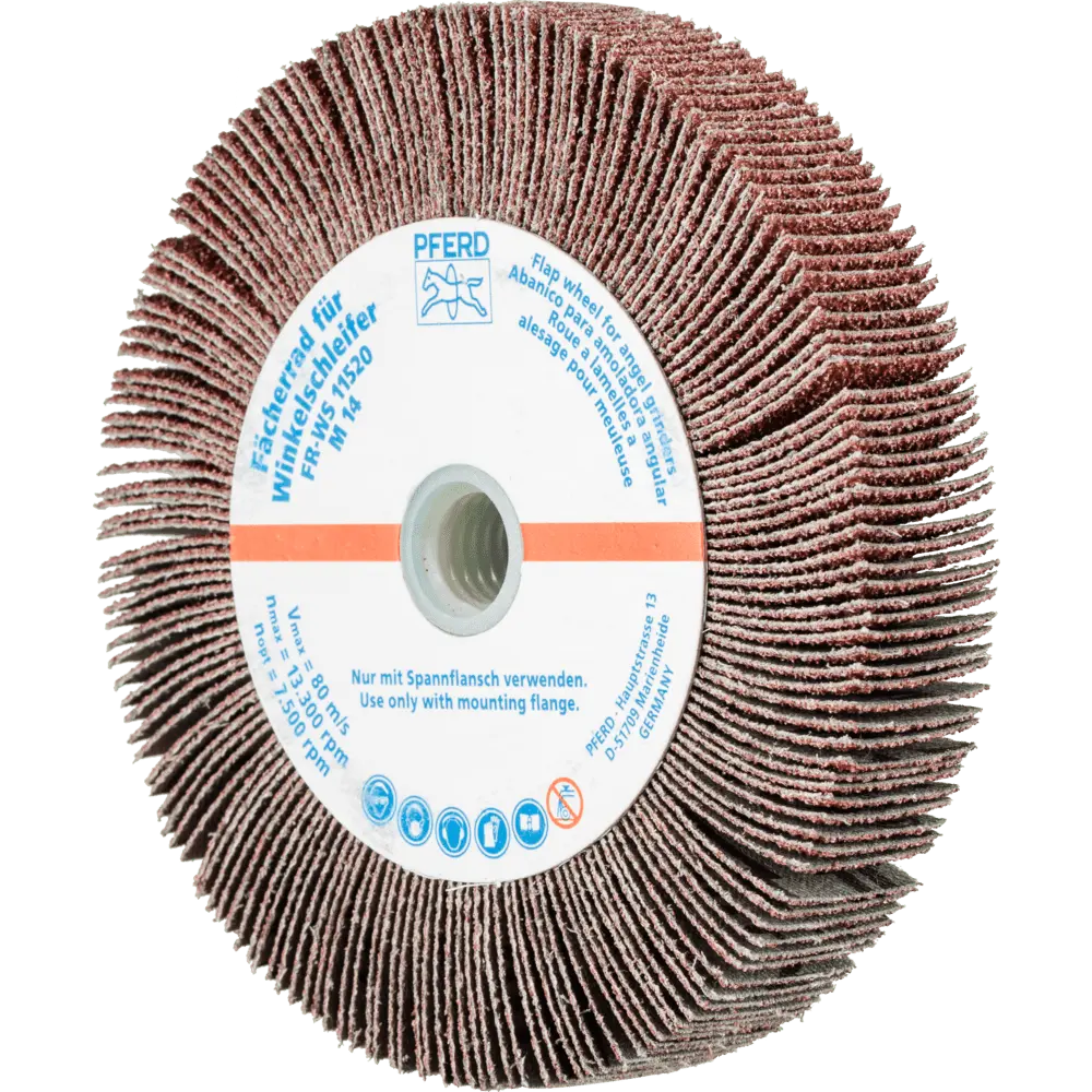 Produktfoto 1 von PFERD TOOLS Lamellenschleifrad für Winkelschleifer FR WS Ø 115x20mm M14 A40 universelle Anwendung, 2 Stk.