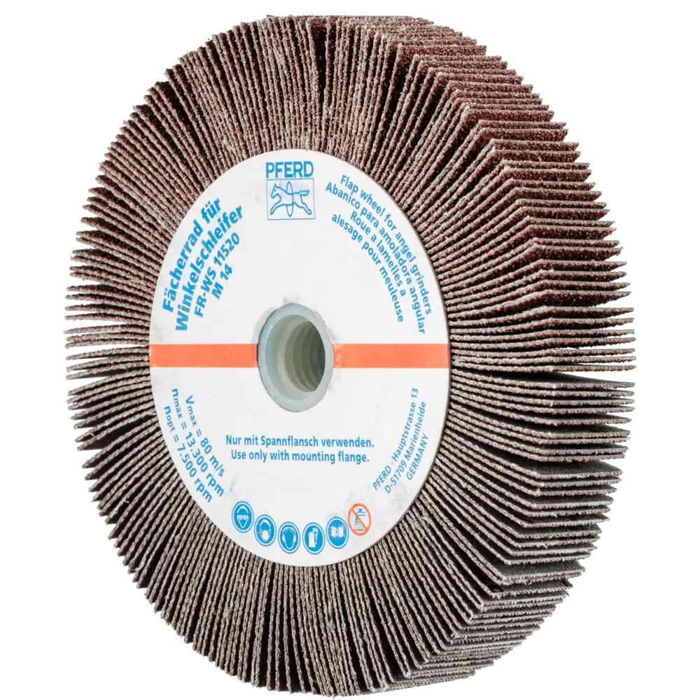 Produktfoto 1 von PFERD TOOLS Lamellenschleifrad für Winkelschleifer FR WS Ø 115x20mm M14 A60 universelle Anwendung, 2 Stk.