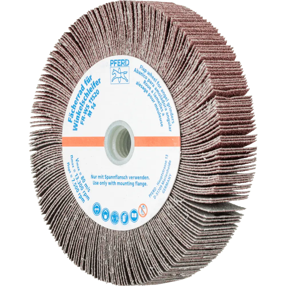 Produktfoto 1 von PFERD TOOLS Lamellenschleifrad für Winkelschleifer FR WS Ø 115x20mm M14 A80 universelle Anwendung, 2 Stk.