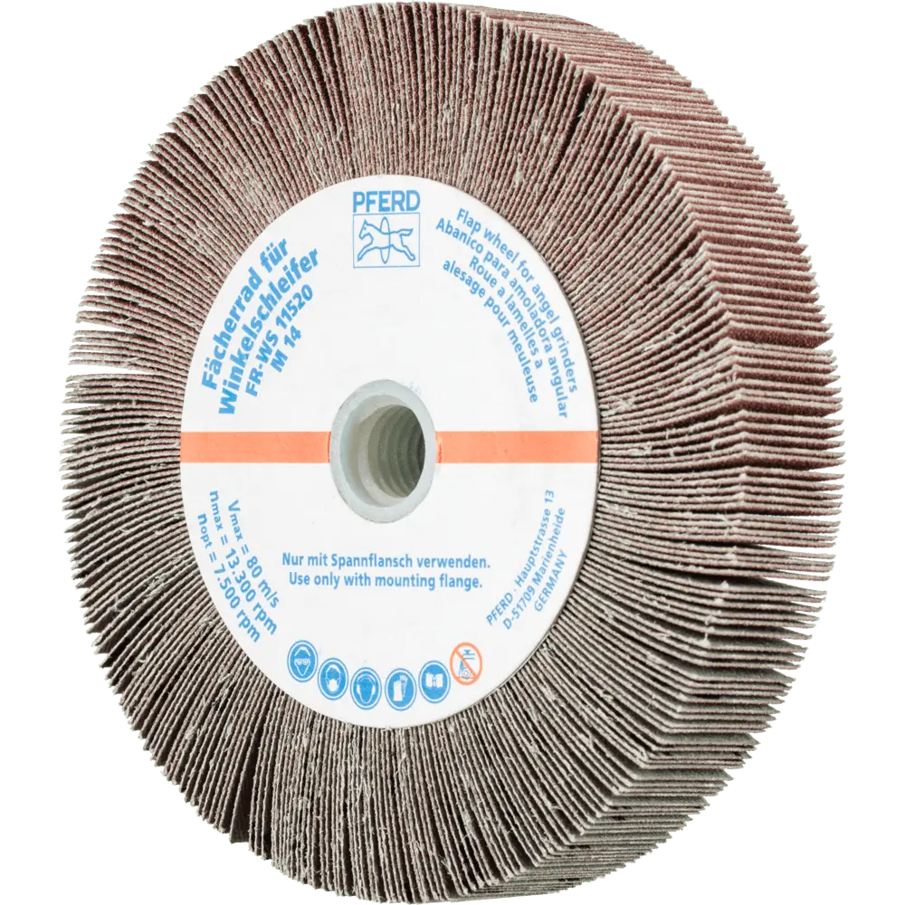 Produktfoto 1 von PFERD TOOLS Lamellenschleifrad für Winkelschleifer FR WS Ø 115x20mm M14 A120 universelle Anwendung, 2 Stk.