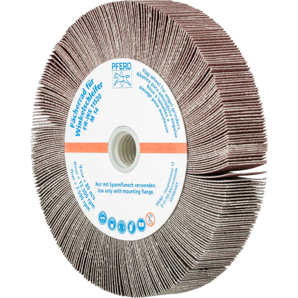 Produktfoto 1 von PFERD TOOLS Lamellenschleifrad für Winkelschleifer FR WS Ø 115x20mm M14 A180 universelle Anwendung, 2 Stk.