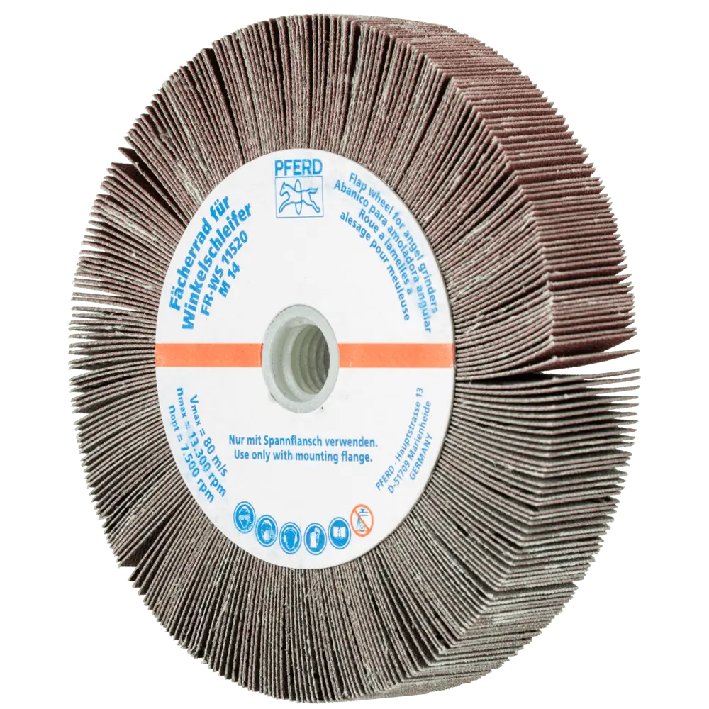 Produktfoto 1 von PFERD TOOLS Lamellenschleifrad für Winkelschleifer FR WS Ø 115x20mm M14 A240 universelle Anwendung, 2 Stk.