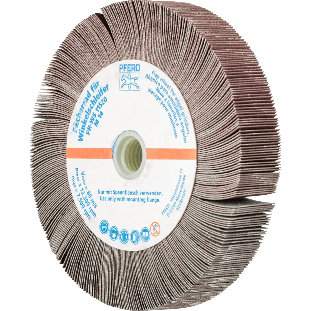 Produktfoto 1 von PFERD TOOLS Lamellenschleifrad für Winkelschleifer FR WS Ø 115x20mm M14 A320 universelle Anwendung, 2 Stk.