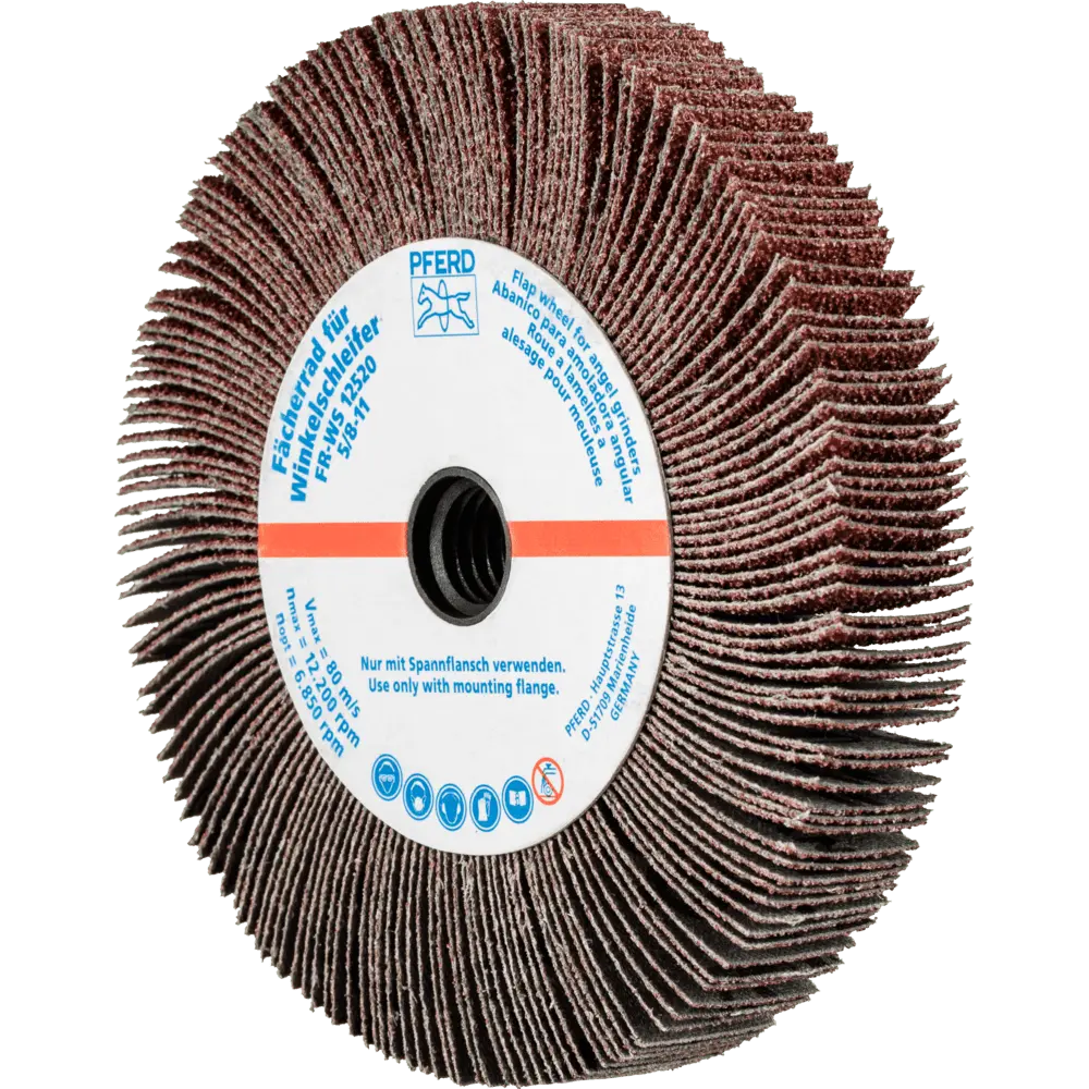 Produktfoto 1 von PFERD TOOLS Lamellenschleifrad für Winkelschleifer FR WS Ø 125x20mm 5/8-11 A40 universelle Anwendung, 2 Stk.