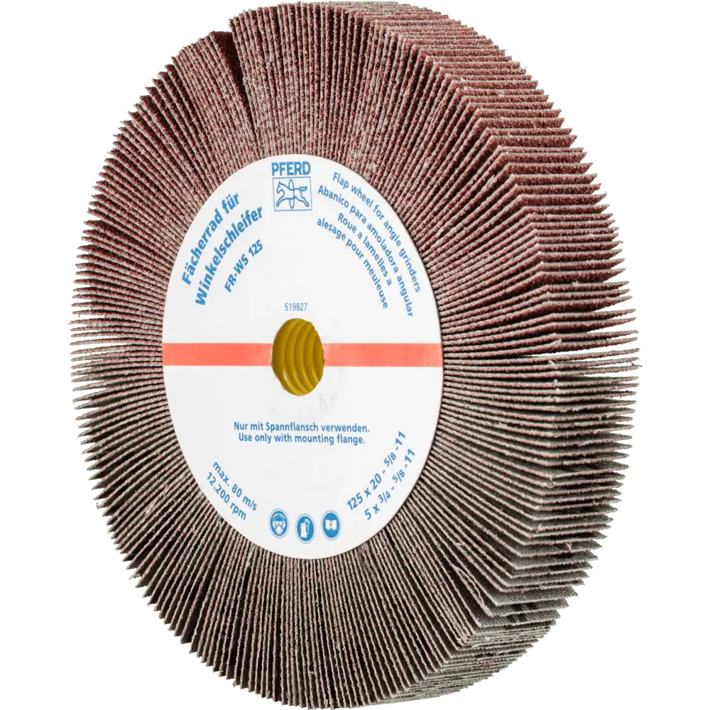 Produktfoto 1 von PFERD TOOLS Lamellenschleifrad für Winkelschleifer FR WS Ø 125x20mm 5/8-11 A80 universelle Anwendung, 2 Stk.