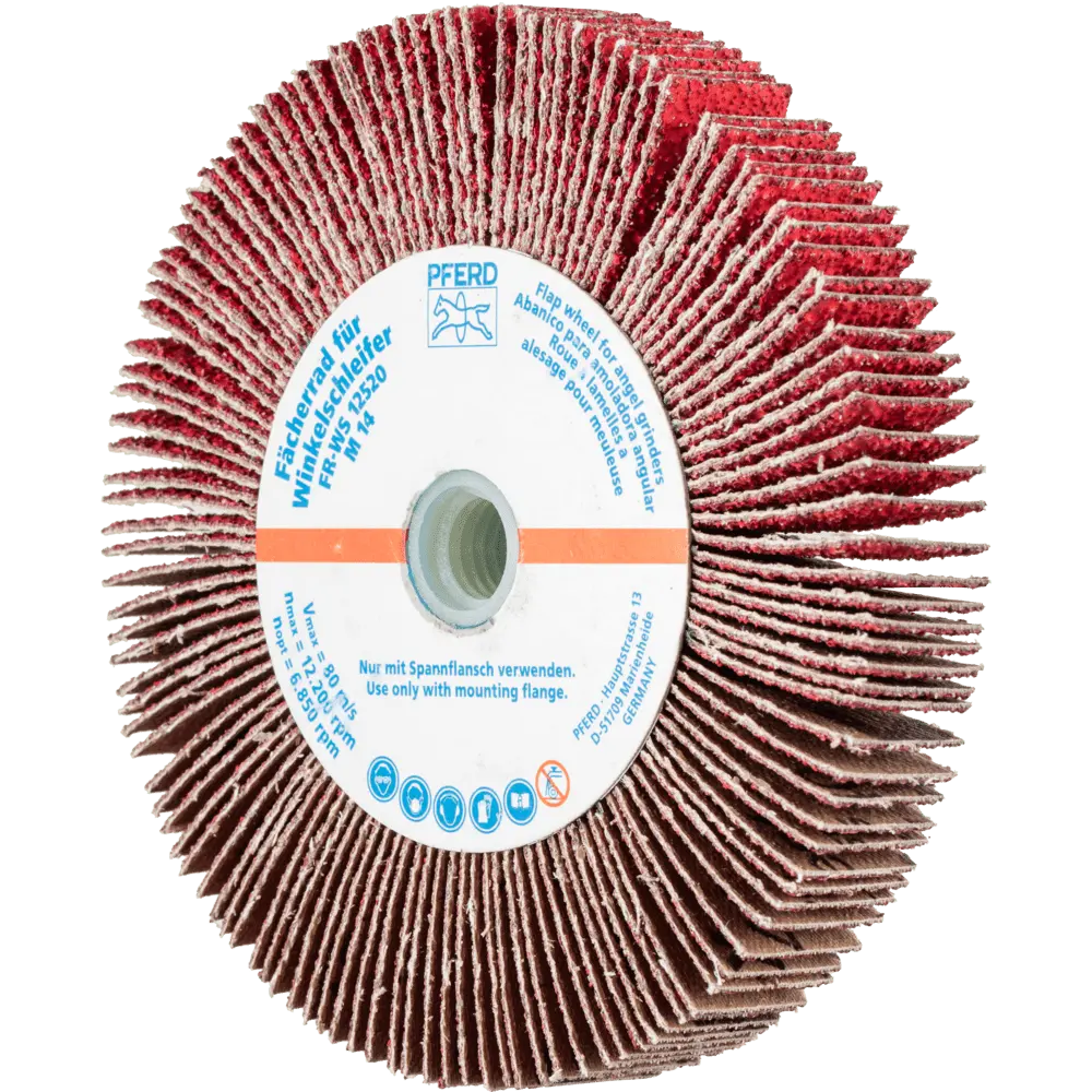 Produktfoto 1 von PFERD TOOLS Lamellenschleifrad für Winkelschleifer FR WS Ø 125x20mm M14 CO-COOL40 für Edelstahl, 2 Stk.