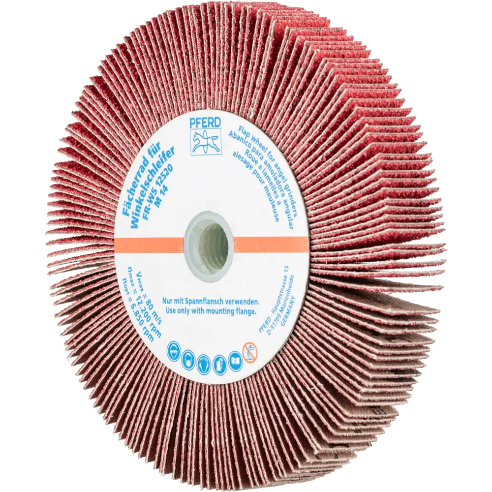 Produktfoto 1 von PFERD TOOLS Lamellenschleifrad für Winkelschleifer FR WS Ø 125x20mm M14 CO-COOL60 für Edelstahl, 2 Stk.