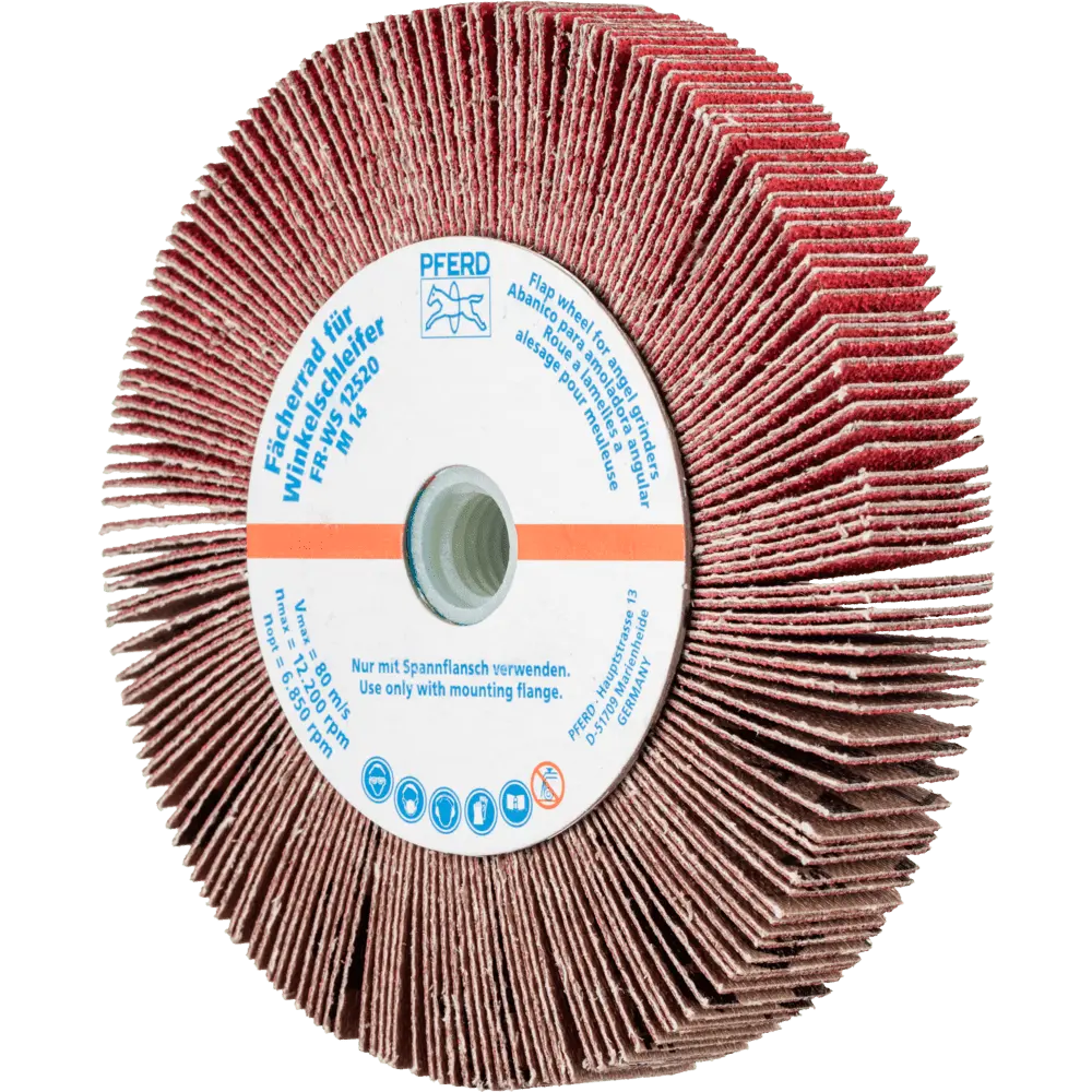 Produktfoto 1 von PFERD TOOLS Lamellenschleifrad für Winkelschleifer FR WS Ø 125x20mm M14 CO-COOL80 für Edelstahl, 2 Stk.