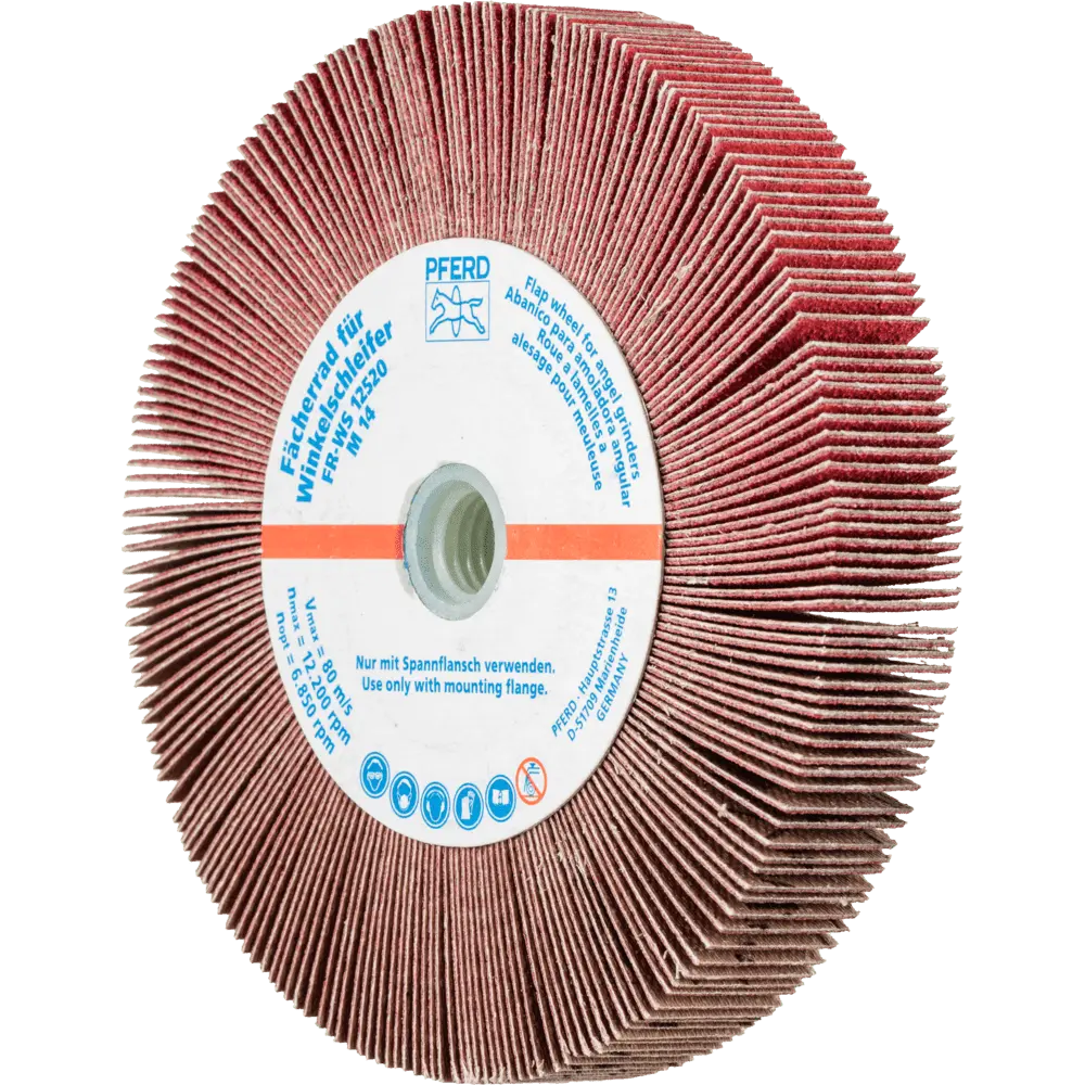 Produktfoto 1 von PFERD TOOLS Lamellenschleifrad für Winkelschleifer FR WS Ø 125x20mm M14 CO-COOL120 für Edelstahl, 2 Stk.