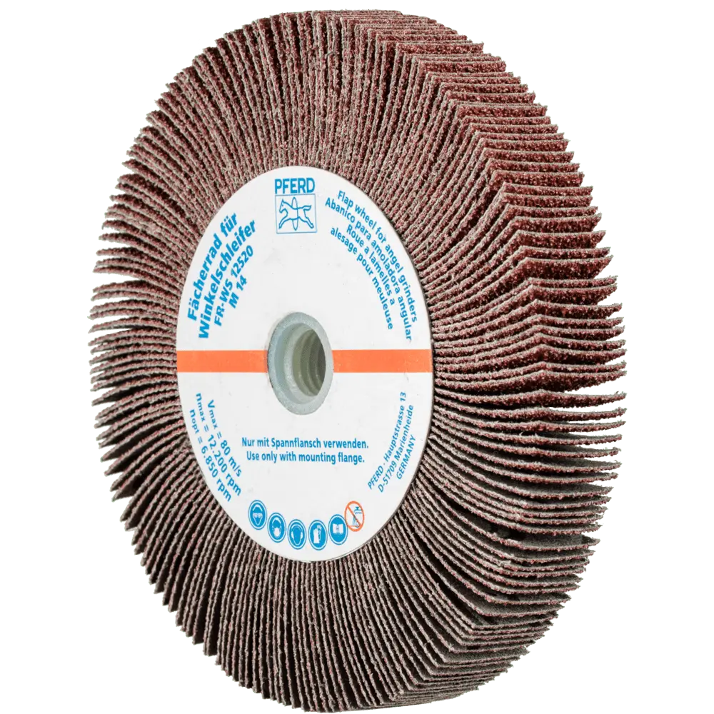 Produktfoto 1 von PFERD TOOLS Lamellenschleifrad für Winkelschleifer FR WS Ø 125x20mm M14 A40 universelle Anwendung, 2 Stk.