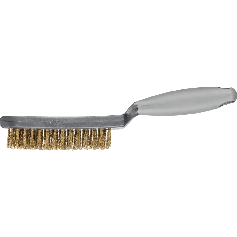 Produktfoto 1 von PFERD TOOLS Handbürste mit Kunststoffkörper und ergonomischem Griff HBUP 3reihig Messing-Draht-Ø0,30