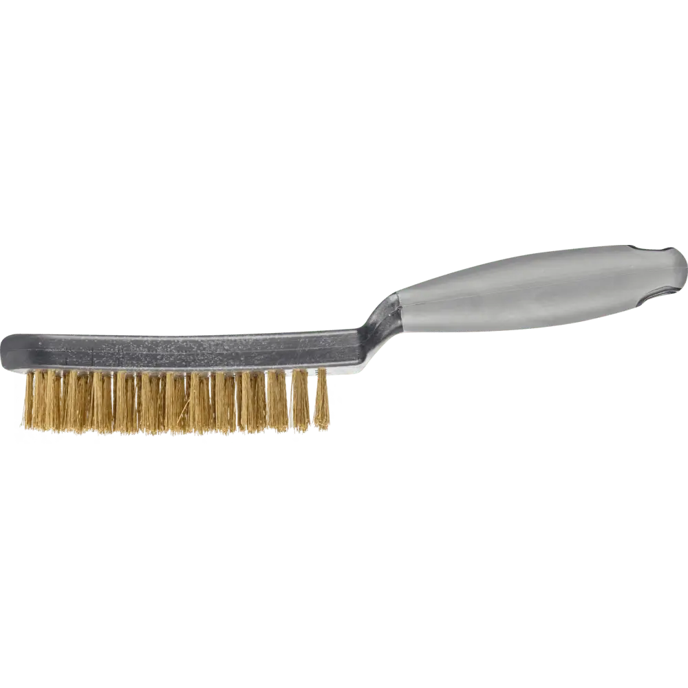 Produktfoto 1 von PFERD TOOLS Handbürste mit Kunststoffkörper und ergonomischem Griff HBUP 4reihig Messing-Draht-Ø0,30, 10 Stk.