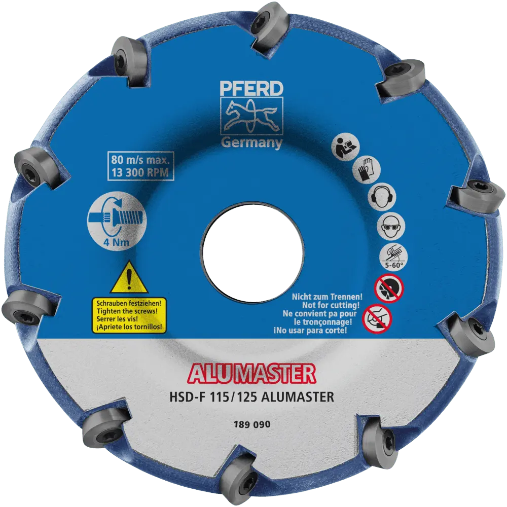 Produktfoto 1 von PFERD TOOLS Hochleistungsfrässcheibe ALUMASTER F Ø 115 mm für Winkelschleifer Alu Bearbeitung HICOAT
