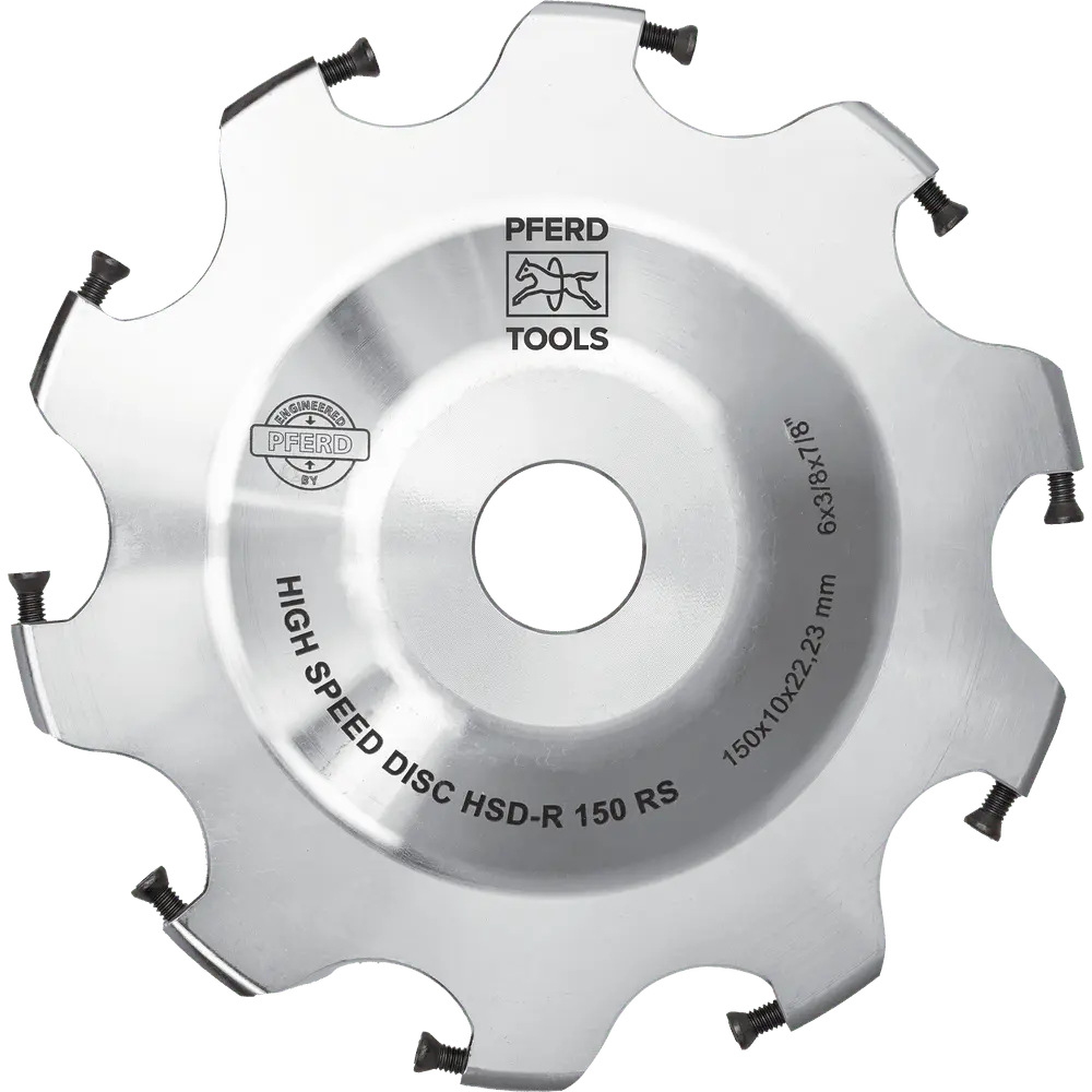 Produktfoto 1 von PFERD TOOLS Hochleistungsfrässcheibe ALUMASTER HSD-R Ø 150mm RS für den Robotereinsatz Alu Bearbeitung HICOAT beschichtet