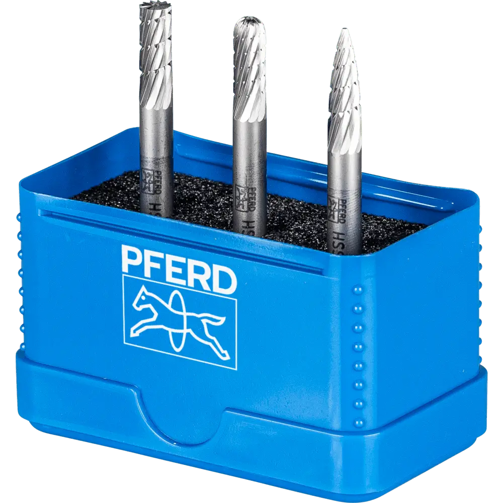 Produktfoto 1 von PFERD TOOLS HSS Frässtift Set 85 3-tlg. Zahnung 3 Ø 6mm Schaft-Ø 6mm universal mittel fein