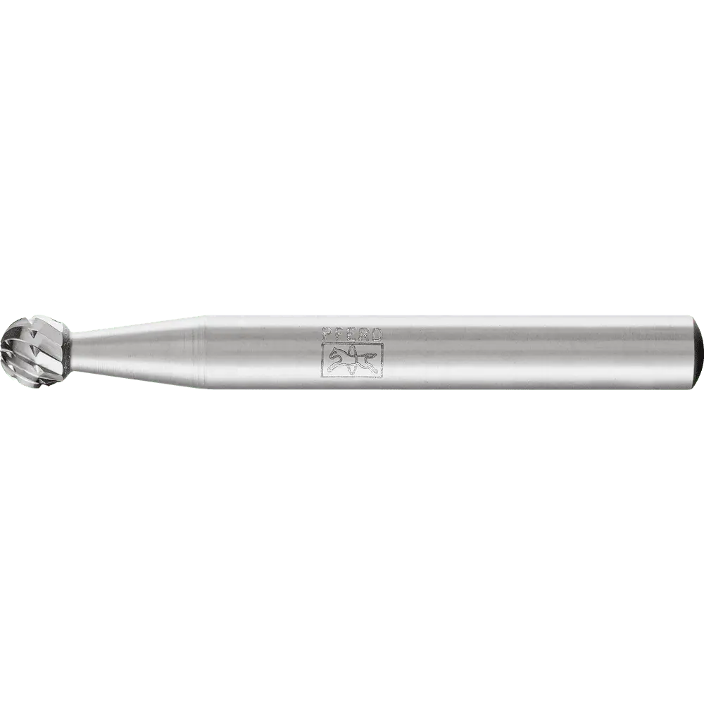 Produktfoto 1 von PFERD TOOLS HSS Frässtift Kugelform F Ø 06x05 mm Schaft-Ø 6 mm Z 3 universal mittel fein Spanbrecher