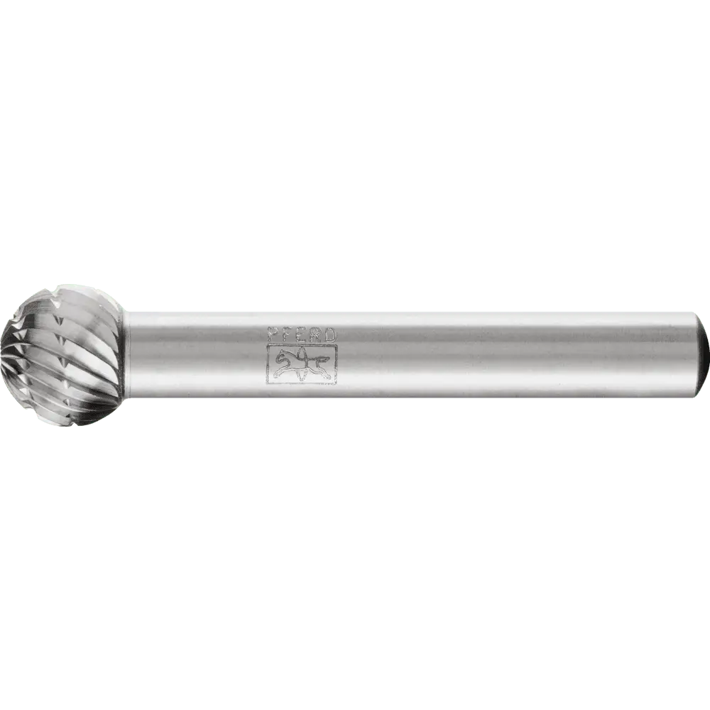 Produktfoto 1 von PFERD TOOLS HSS Frässtift Kugelform F Ø 10x09 mm Schaft-Ø 6 mm Z 3 universal mittel fein Spanbrecher