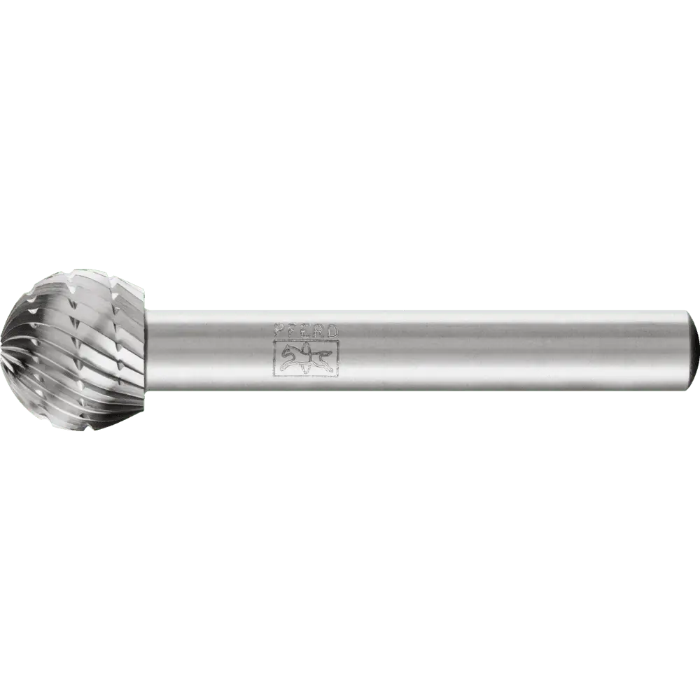 Produktfoto 1 von PFERD TOOLS HSS Frässtift Kugelform F Ø 12x10mm Schaft-Ø 6 mm Z 3 universal mittel fein Spanbrecher