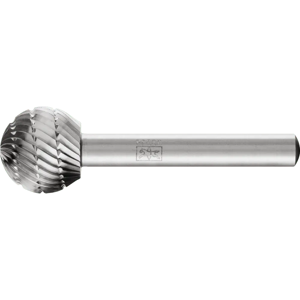 Produktfoto 1 von PFERD TOOLS HSS Frässtift Kugelform F Ø 16x14 mm Schaft-Ø 6 mm Z 3 universal mittel fein Spanbrecher