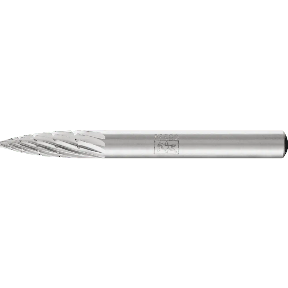 Produktfoto 1 von PFERD TOOLS HSS Frässtift Spitzbogenform K Ø 06x18 mm Schaft-Ø 6 mm Z 3 universal mittel fein Spanbrecher
