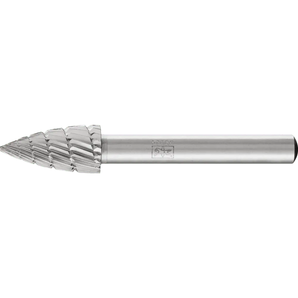 Produktfoto 1 von PFERD TOOLS HSS Frässtift Spitzbogenform K Ø 10x20mm Schaft-Ø 6 mm Z 3 universal mittel fein Spanbrecher