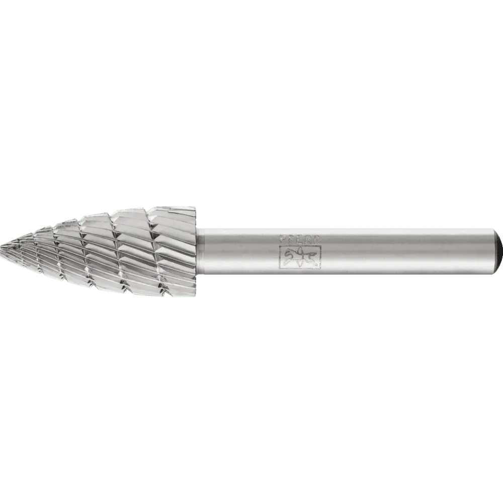 Produktfoto 1 von PFERD TOOLS HSS Frässtift Spitzbogenform K Ø 12x25 mm Schaft-Ø 6 mm Z 3 universal mittel fein Spanbrecher