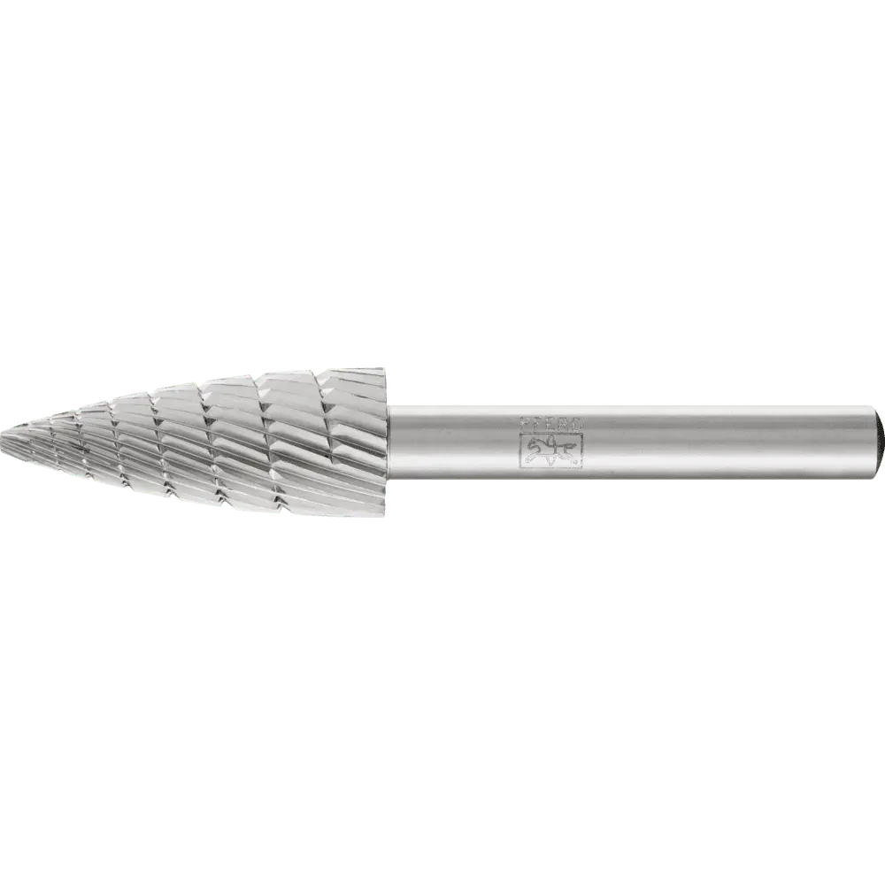 Produktfoto 1 von PFERD TOOLS HSS Frässtift Spitzbogenform K Ø 12x30mm Schaft-Ø 6 mm Z 3 universal mittel fein Spanbrecher