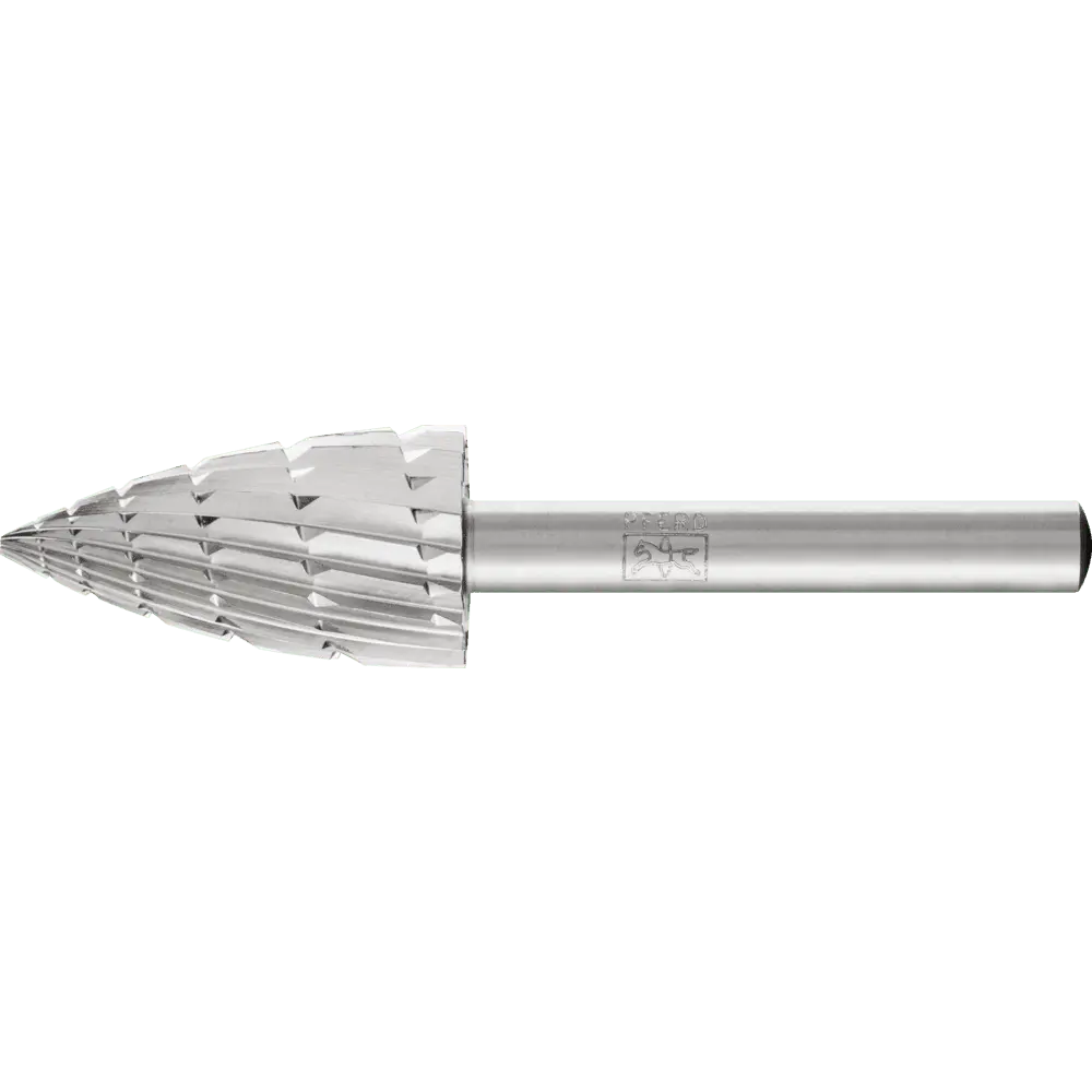 Produktfoto 1 von PFERD TOOLS HSS Frässtift Spitzbogenform K Ø 16x30mm Schaft-Ø 6 mm Z 2 universal mittel Spanbrecher