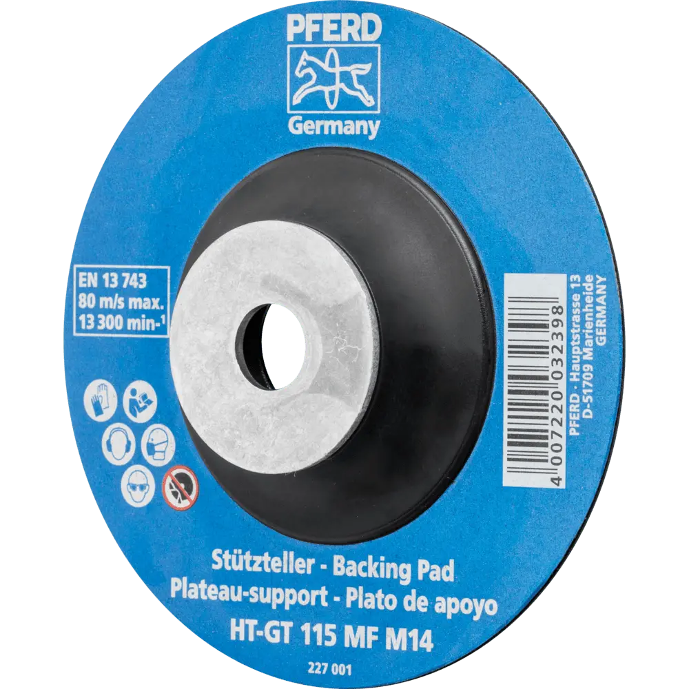 Produktfoto 1 von PFERD TOOLS Hitzebeständiger Stützteller mit Spannmutter Ø 115 HT-GT M14 für Winkelschleifer 115