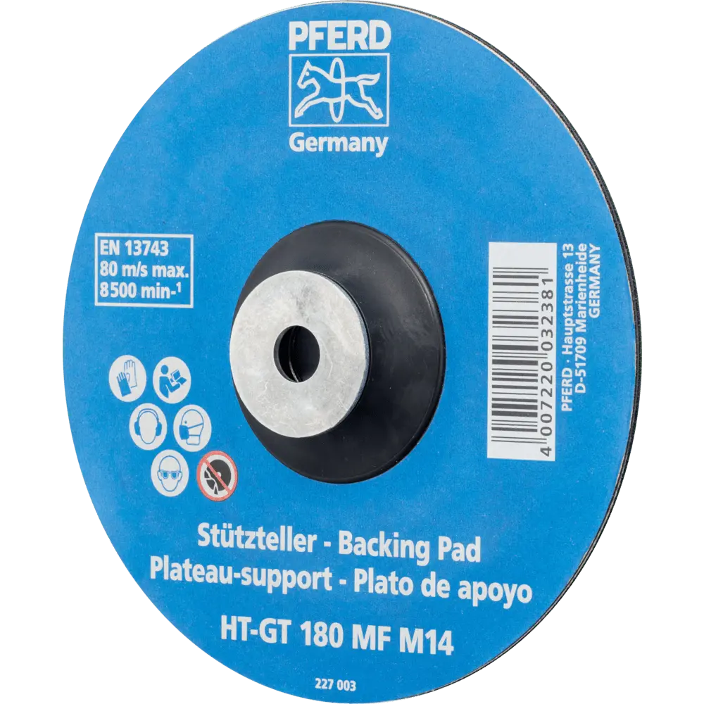Produktfoto 1 von PFERD TOOLS Hitzebeständiger Stützteller mit Spannmutter Ø 180 HT-GT M14 für Winkelschleifer 180