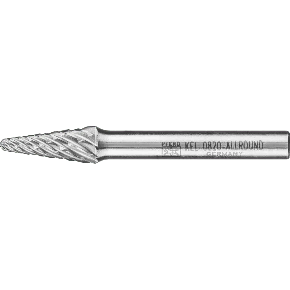 Produktfoto 1 von PFERD TOOLS Hartmetall Hochleistungsfrässtift ALLROUND Rundkegel KEL Ø 08x20mm Schaft-Ø 6mm universal grob