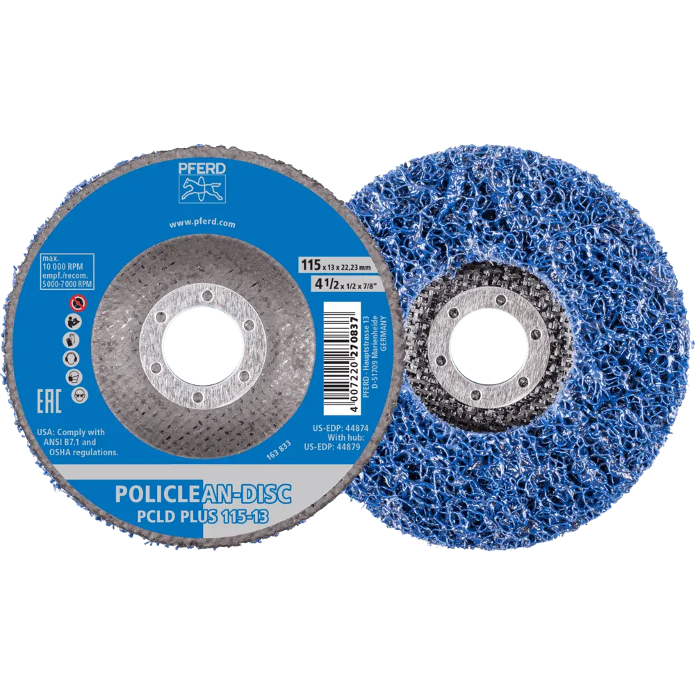 Produktfoto 1 von PFERD TOOLS POLICLEAN PLUS PCLD Reinigungsvlies Ø115x13 mm Bohrung Ø22,3mm für grobe Reinigungsarbeiten (1)