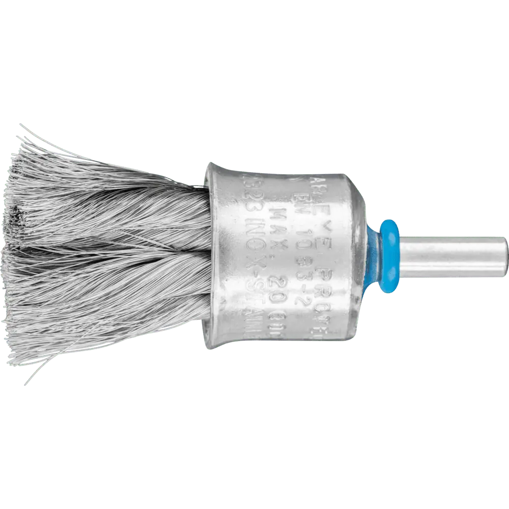 Produktfoto 1 von PFERD TOOLS Pinselbürste mit Kunststoffschutz gezopft PBG Ø23 mm Schaft-Ø6 mm Edelstahl-Draht-Ø0,15, 10 Stk.