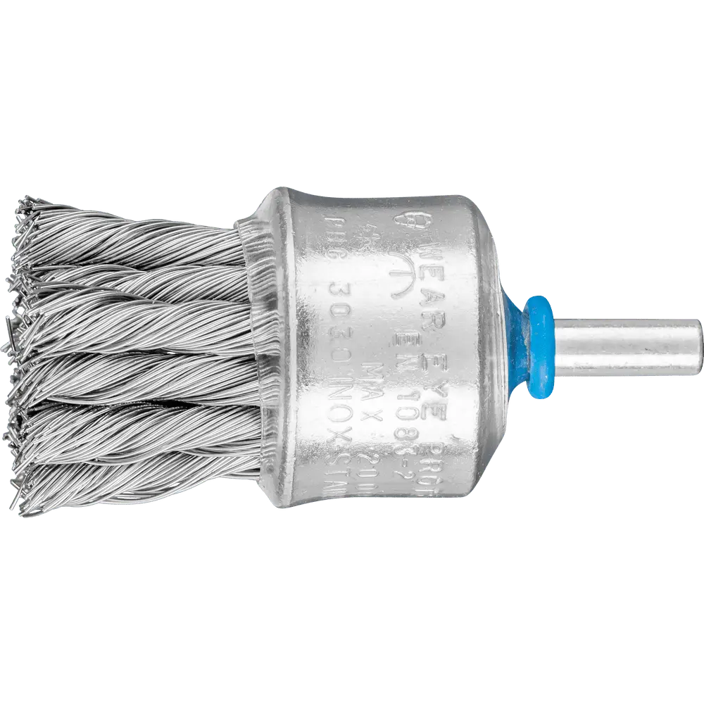 Produktfoto 1 von PFERD TOOLS POS Pinselbürste mit Kunststoffschutz gezopft PBG Ø30mm Schaft-Ø6 mm Edelstahl-Draht-Ø0,35, 10 Stk.