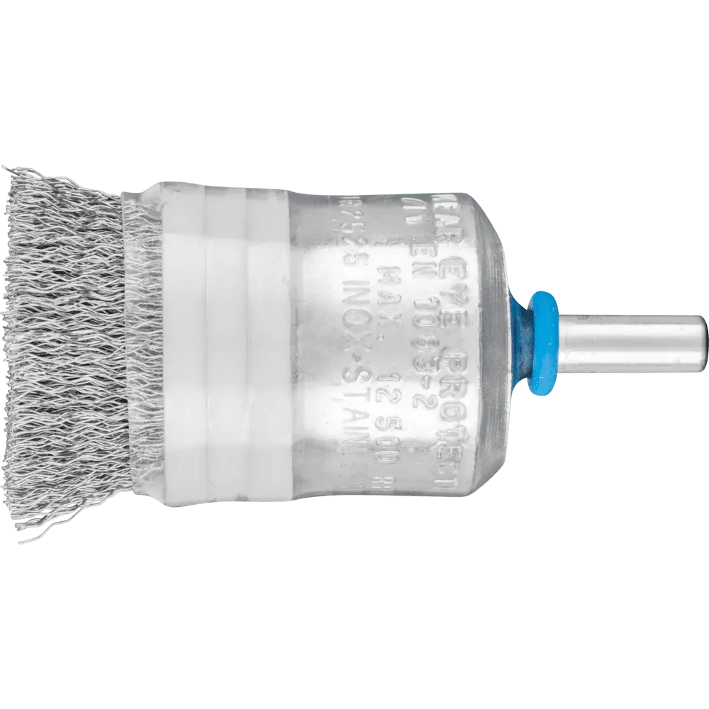 PFERD TOOLS Pinselbürste mit Stützring ungezopft PBUR Ø25 mm Schaft-Ø6 mm Edelstahl-Draht-Ø0,20, 10 Stk.