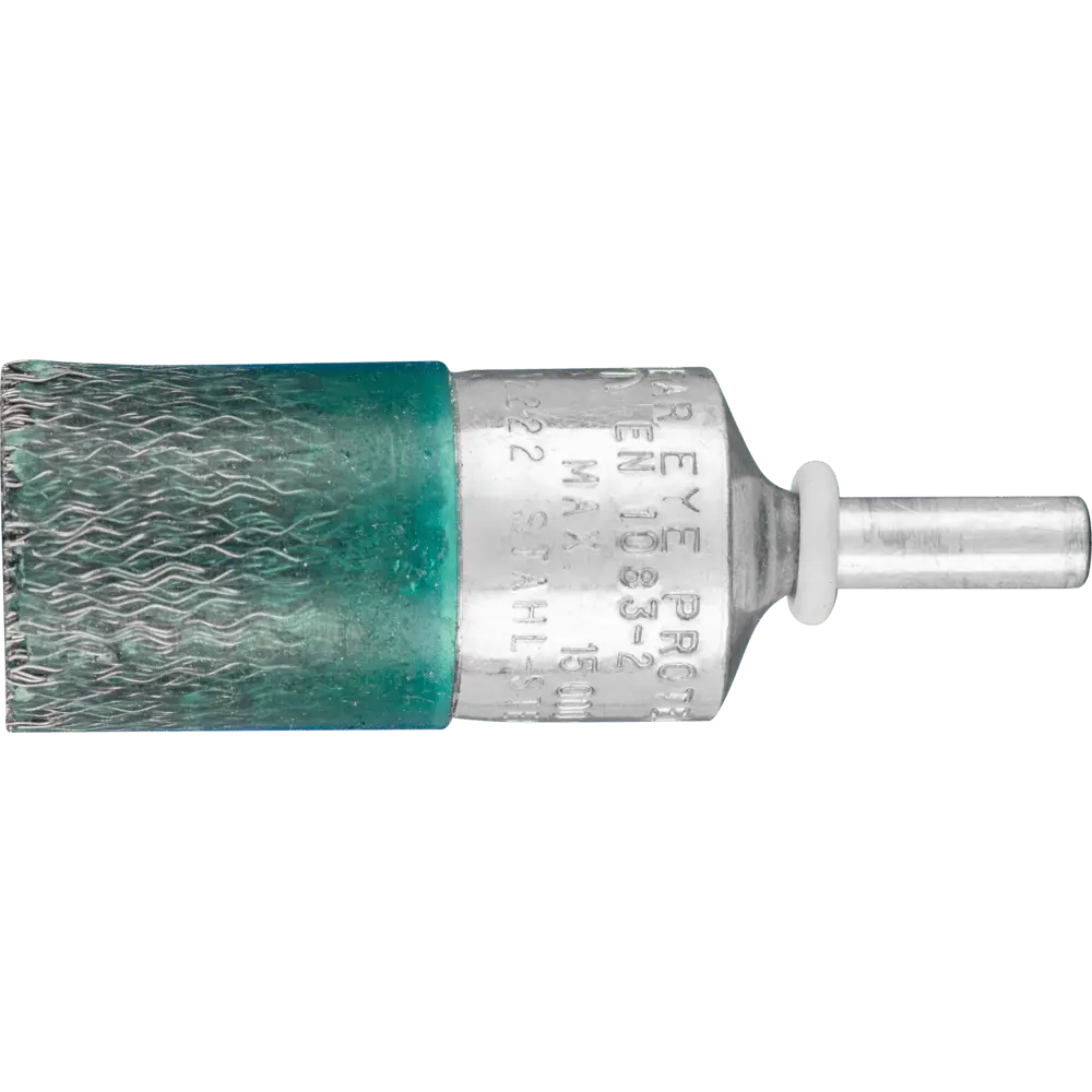 Produktfoto 1 von PFERD TOOLS Vulkanisierte Pinselbürste weich ungezopft PBV Ø22 mm Schaft-Ø6 mm Stahl-Draht-Ø0,25, 10 Stk.