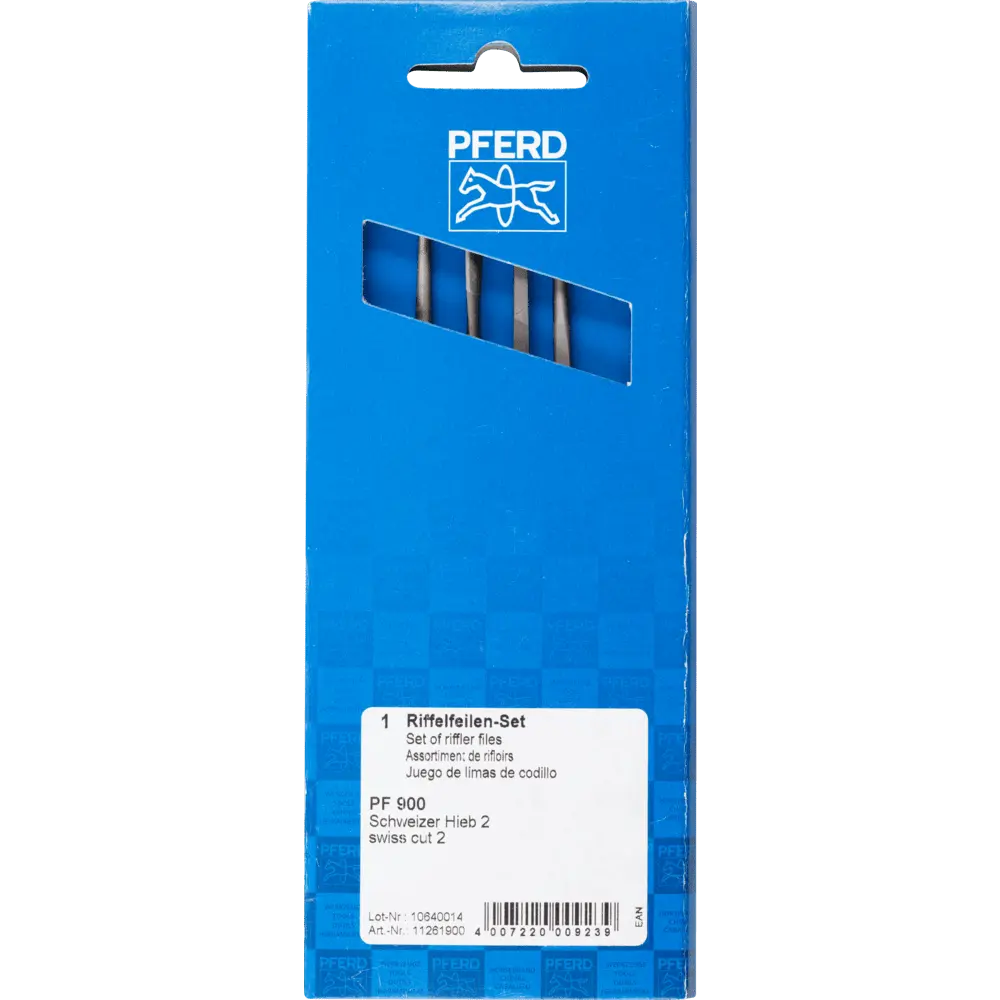 Produktfoto 1 von PFERD TOOLS Präzisions-Riffelfeilen-Set Typ SB900 150mm Schweizer Hieb 2, mittel-fein