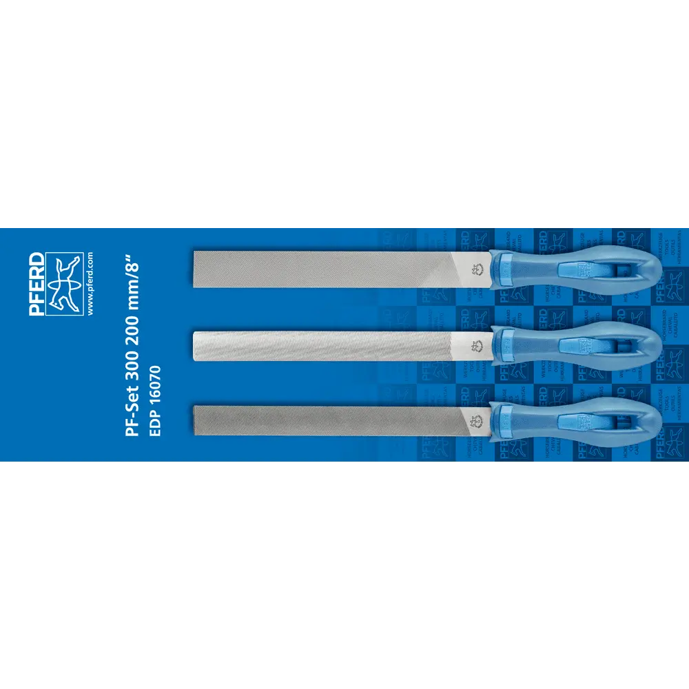 Produktfoto 1 von PFERD TOOLS Feilen-Set mit Heft 3-tlg. 200mm Feilen-Sortiment für anspruchsvolle Heim-/Handwerker
