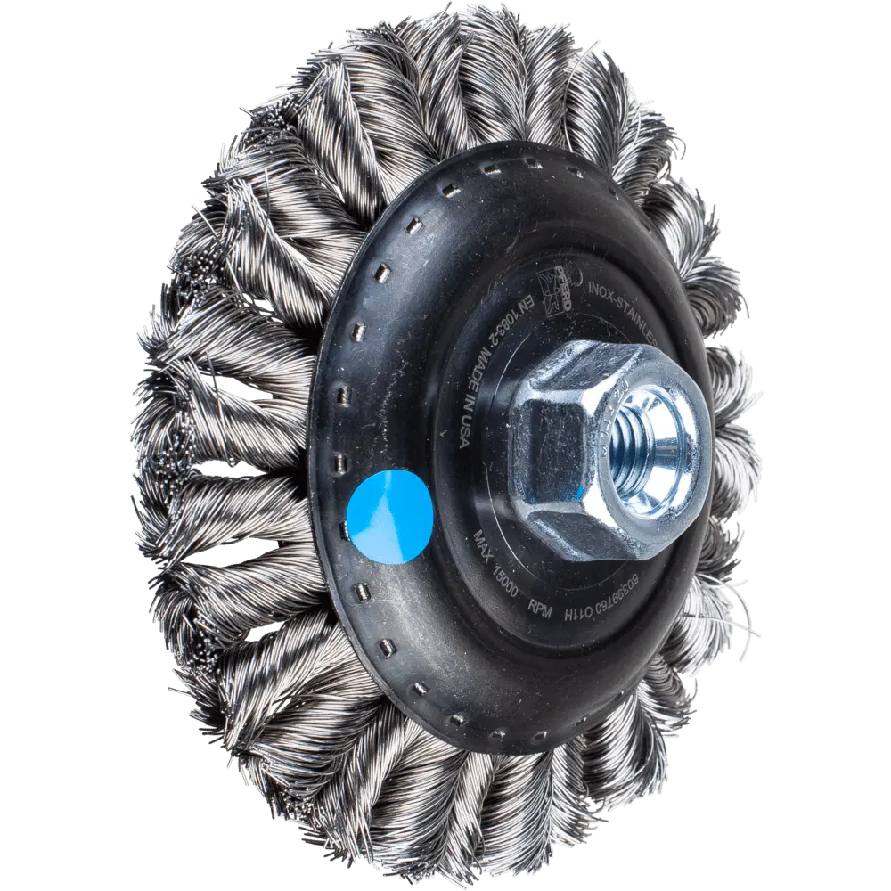Produktfoto 1 von PFERD TOOLS COMBITWIST Kegelbürste gezopft KBG Ø 125x15 mm M14 Edelstahl-Draht-Ø 0,35 mm Winkelschleifer