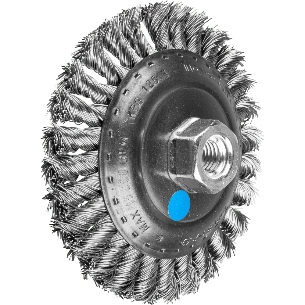 Produktfoto 1 von PFERD TOOLS Kegelbürste gezopft KBG Ø 125x15 mm M14 Edelstahl-Draht-Ø 0,50mm Winkelschleifer