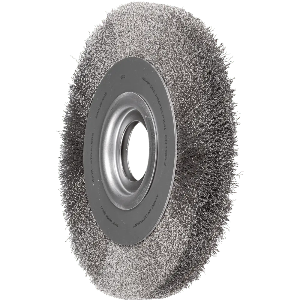 Produktfoto 1 von PFERD TOOLS Rundbürste breit ungezopft RBU Ø250x30xvariable Bohrung Edelstahl-Draht-Ø0,20 Schleifbock