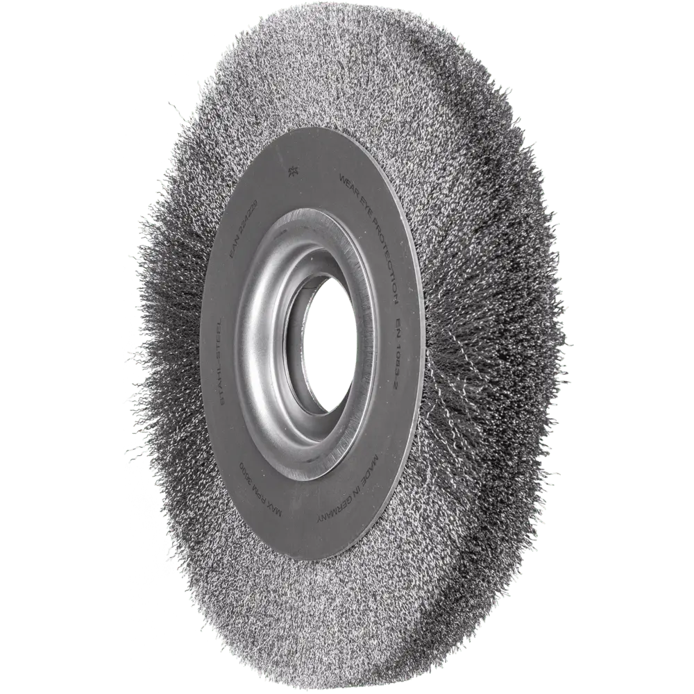 Produktfoto 1 von PFERD TOOLS Rundbürste breit ungezopft RBU Ø250x30xvariable Bohrung Stahl-Draht-Ø0,20 Schleifbock